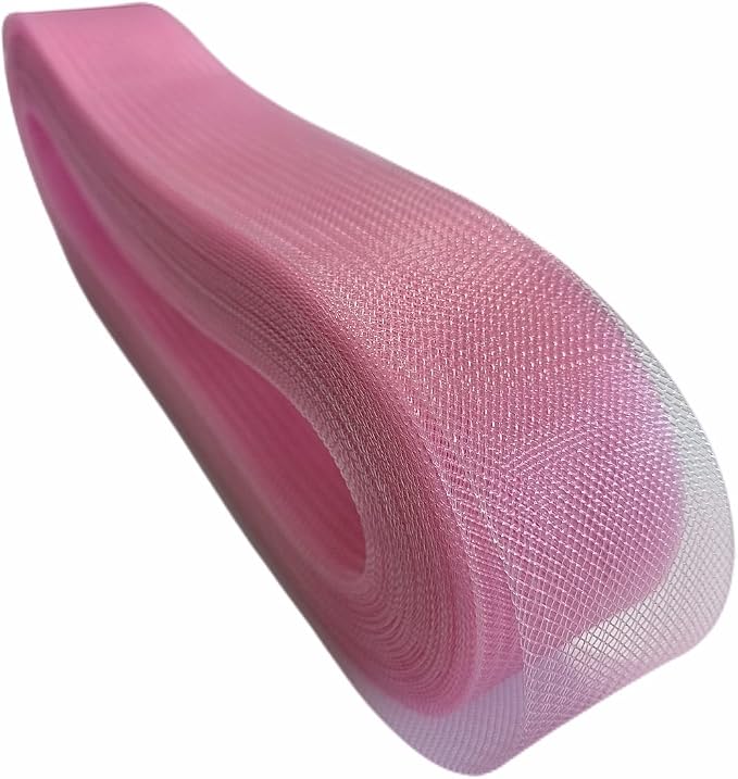 Lot #: 0287 50 Yards Stiff Pink Horsehair Braid 2 Inch Wide for Sewing Wedding Dress