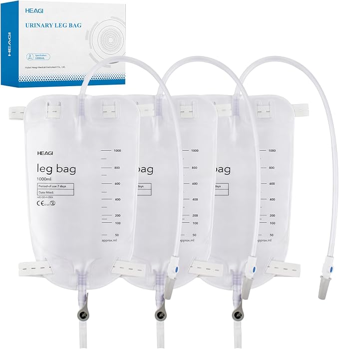 Lot #: 2031 3 Pack Catheter Bags, 1000mL/33.8oz, Catheter Leg Bags, 18″ Tubing