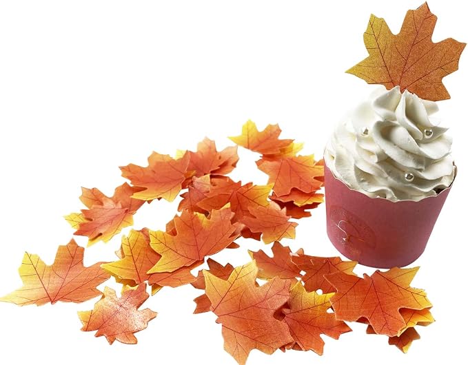 Lot #: 185 Edible Fall Leaves Set of 35 Thanksgiving Day Cake Decorations