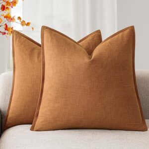 Lot #: 0349 Linen Solid Decorative Throw Pillow Covers, Tan, taupe 18x18 inches