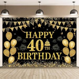 Lot #: 0443 Happy 40th Birthday Banner, Gold and Black