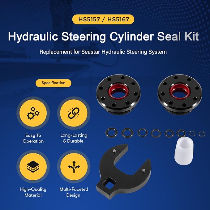 Lot #: 2253 Seal Kit For SeaStar Hydraulic Steering Cylinder Seal Kit with Pin Wrench & O-Ring Kit - Image 2