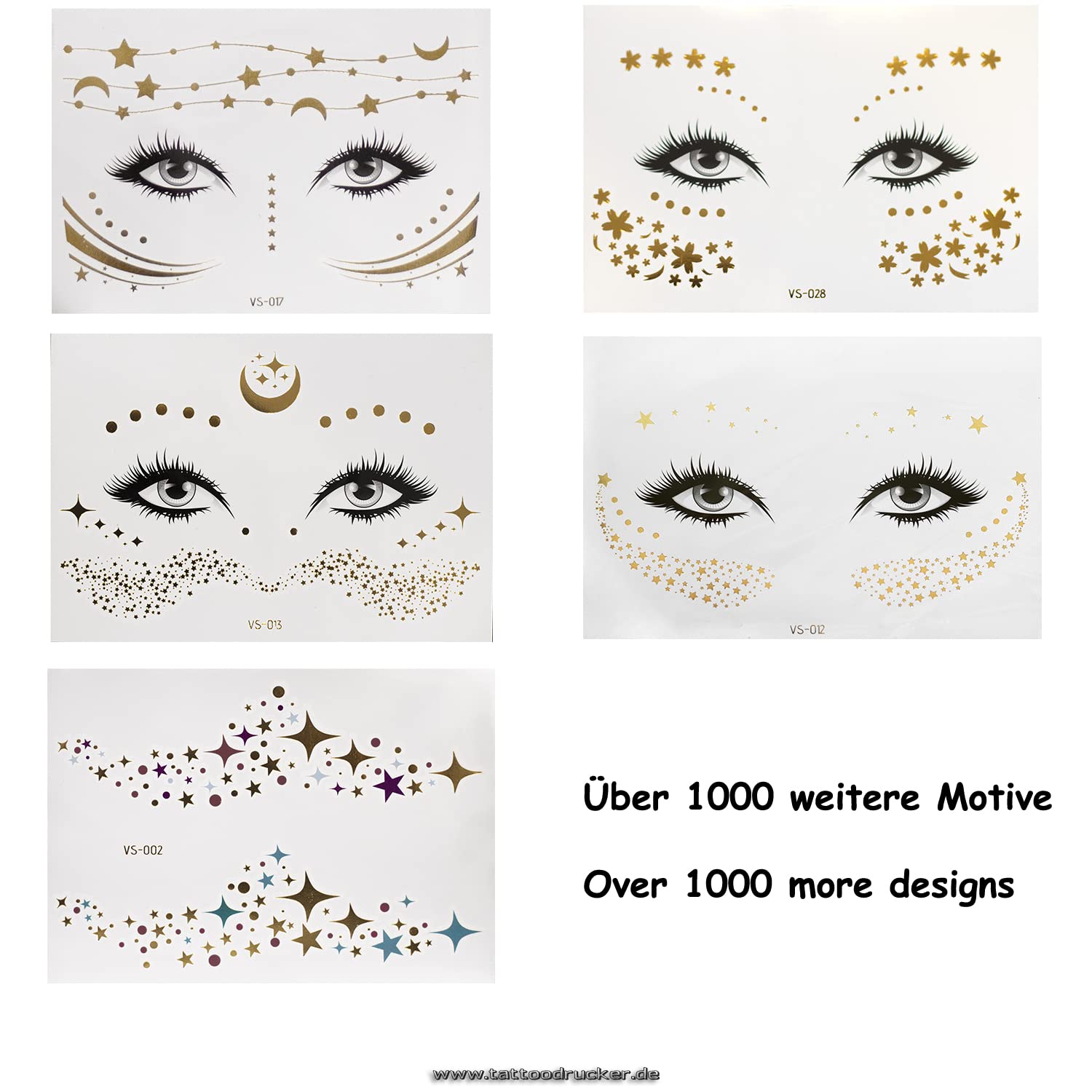 Lot #: 458 1 x Face Tattoo Star Map in Gold - Image 2