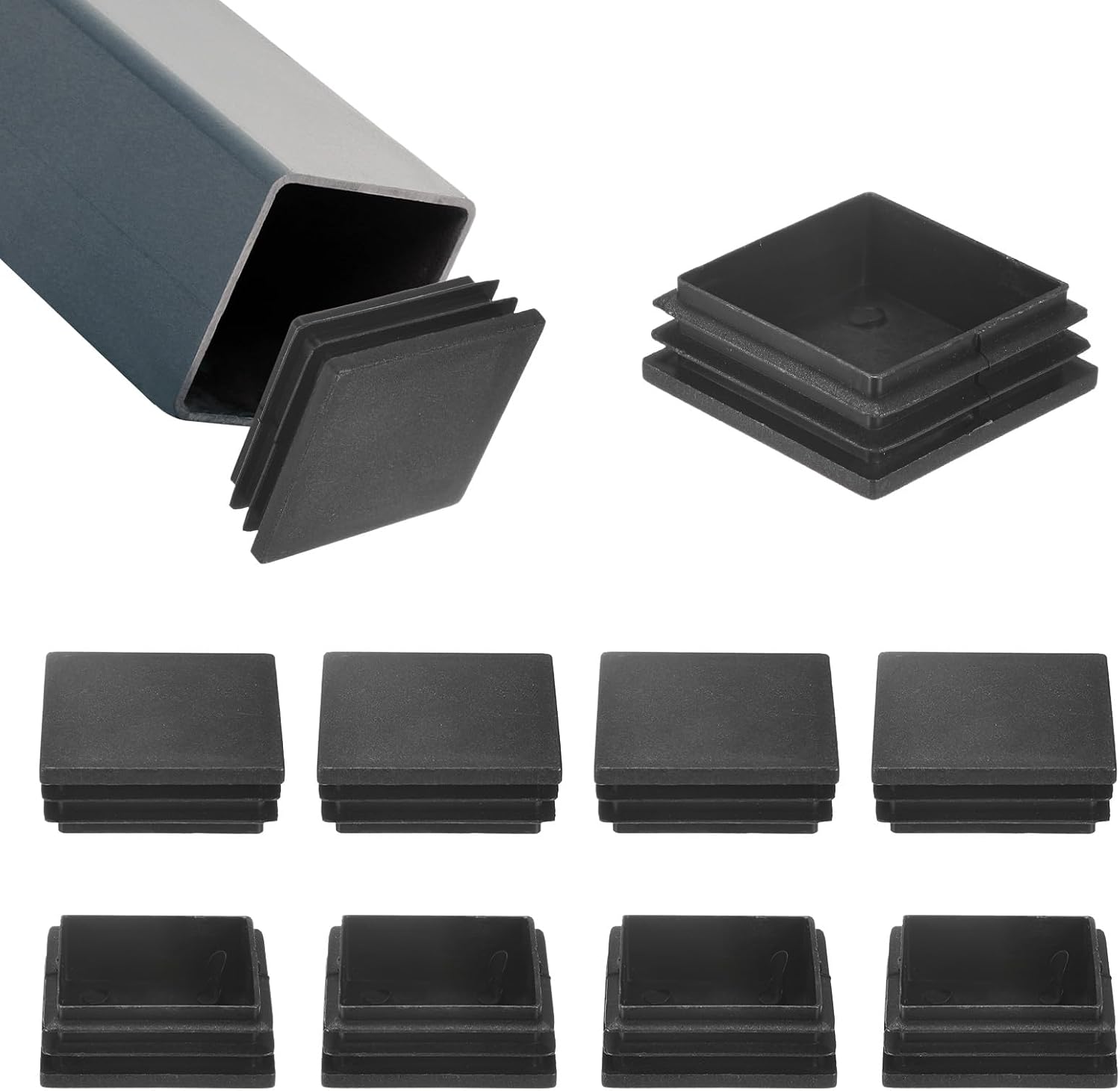 Lot #: 0750 10Pcs Tubing End Caps 2×2 OD Square Hole Plugs Inserts