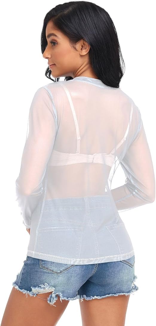 Lot #: 1119 White Women’s Long Sleeve See Through Mesh, Size: Lg tight fit Colour: White - Image 3