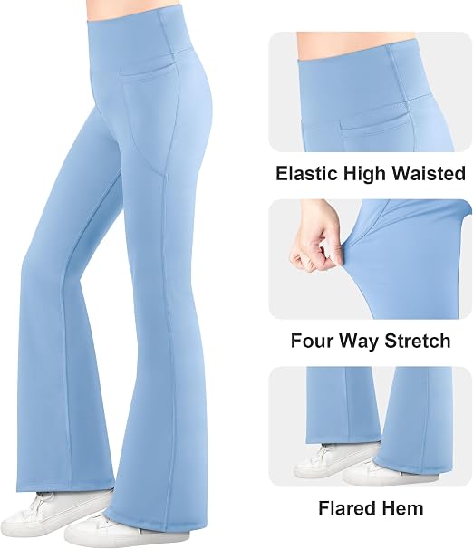 Lot #: 2073 BIG ELEPHANT Girls Flare Leggings with Pockets
