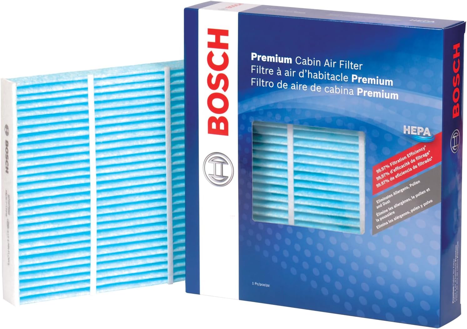 Lot #: 1380 BOSCH 6029C HEPA Cabin Air Filter – 3 Layer Protection For A Healthier Ride