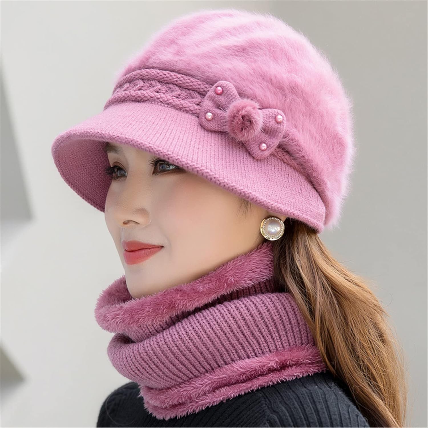 Lot #: 0593 Beanie Caps with Visor Fleece Hats Snow Neck Warmer - Image 2
