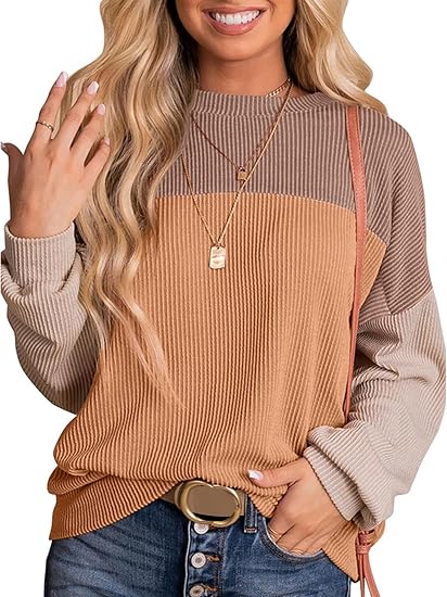 Lot #: 1811 Crewneck Knitted Casual Loose Pullover Shirts Tops Khaki XXL
