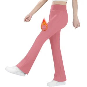 Lot #: 2451 Girls High Waist Thick Flared Pants for Winter