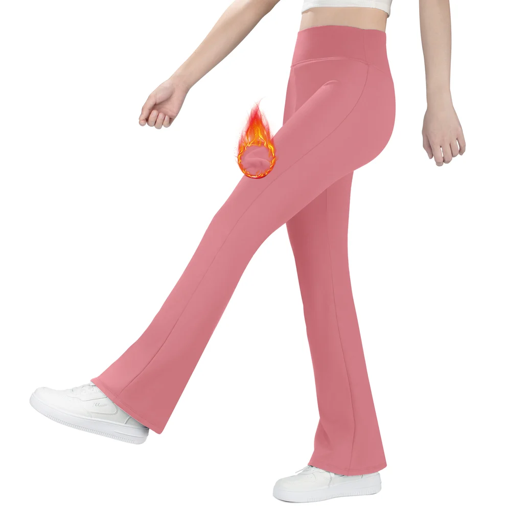 Lot #: 2451 Girls High Waist Thick Flared Pants for Winter