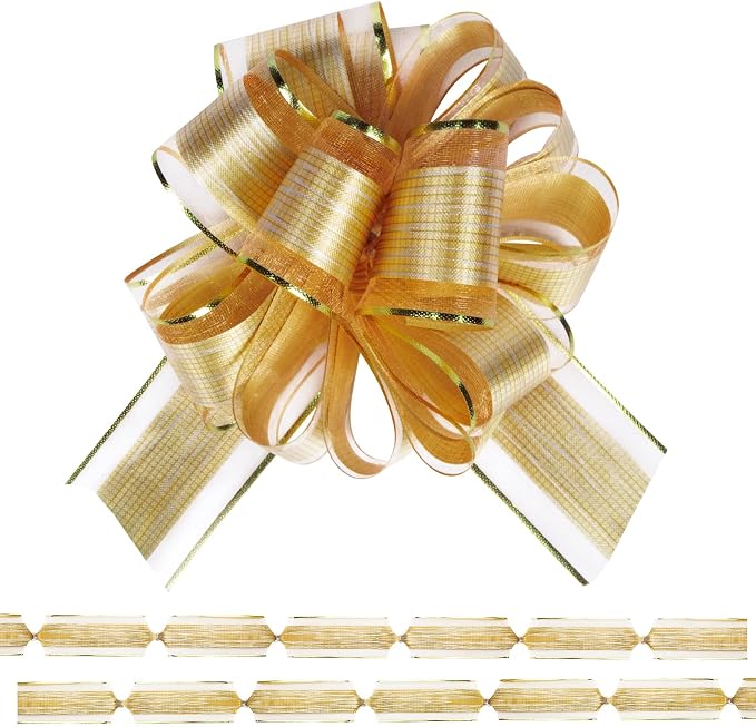 Lot #: 500 2 Pack Large Pull Bow Gift Wrapping bows (Gold)
