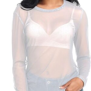Lot #: 1119 White Women's Long Sleeve See Through Mesh, Size: Lg tight fit Colour: White