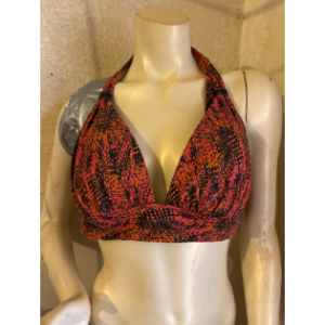Lot #: 1303 Women’s Viper Snakeskin Halter Bikini Top - Pink/Orange - Size Large