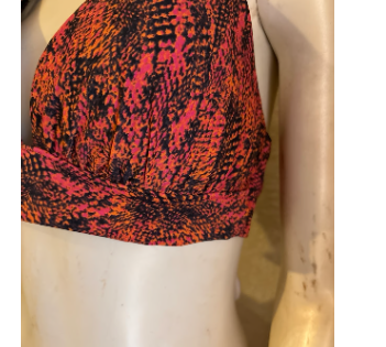 Lot #: 1303 Women’s Viper Snakeskin Halter Bikini Top – Pink/Orange – Size Large - Image 2